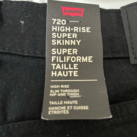 Levis 720 high-rise super skinny NWT black 30/32 - Picture 5 of 6